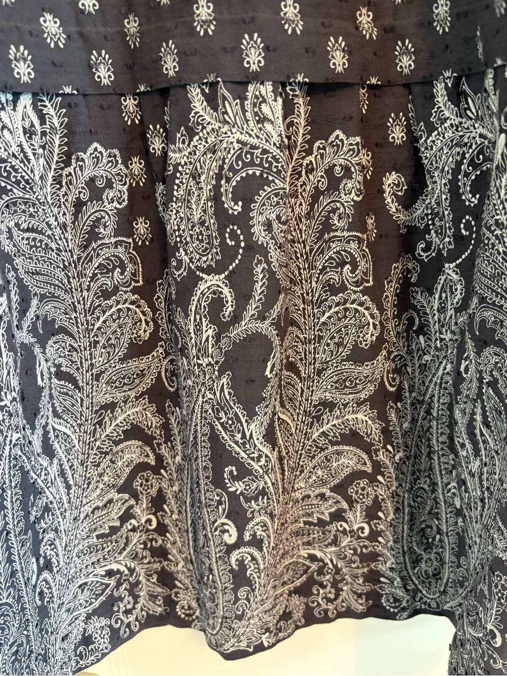 J.Jill Gray Tiered Paisley Trim Maxi Skirt | 100% Cotton | Size Medium - Picture 4 of 11